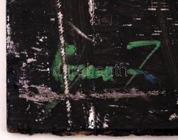 Olvashatatlan jelzéssel: Alakok a fánál. Olaj (sérült), farost, 42×39 cm