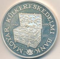 Lebó Ferenc (1960-) 1990. "40 éves a Magyar Külkereskedelmi Bank 1950-1990 / Hungarian Foreign Trade Bank" Ag emlékérem (36.07g/0.925/42.5mm) T:2 (PP)