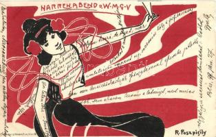 1899 Narrenabend, Lady Art Nouvea, Guberner & Hierhammer, Wien s: R. Poszpisily (EK)