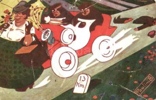 Hungarian art postcard, automobile; kiadja Paulini Béla s: Paulini Béla (fa)