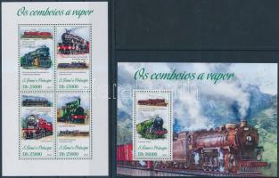 Locomotives mini sheet + block Gőzmozdonyok kisív + blokk