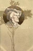 Richard Wagner, Meissner & Buch Künstler-Postkarten Serie 1194. Neuere Meister der Musik, floral Emb. litho
