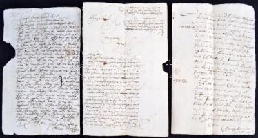 cca 1610-1690 13 db hivatalos és magán levél a XVII. sz ázadból, nagyrészt német és latin nyelven, különböző családi viaszpecsétekkel