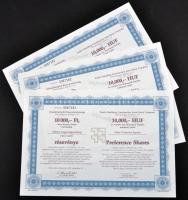 Budapest 1991. "Középületépítő Részvénytársaság" részvénye 10.000Ft-ról (3x) sorszámkövető...