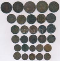 30db-os magyar és külföldi rézpénz tétel, főleg krajcárok T:vegyes