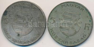 1947. 5Ft Ag "Kossuth" (2x) T:2-,3