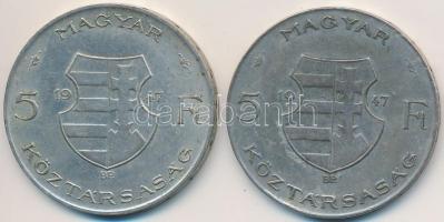 1947. 5Ft Ag "Kossuth" (2x) T:2-,3