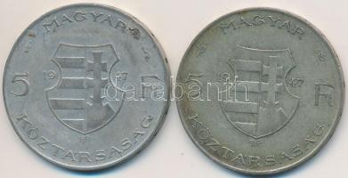 1947. 5Ft Ag "Kossuth" (2x) T:2-,3