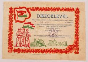 1953 Szocreál grafikus oklevél népnevelő munkáért, 20x29cm