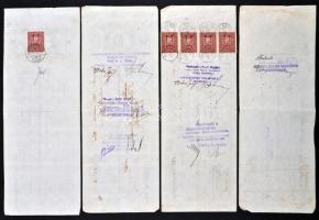 1929-1933. 4db klf kitöltött váltó, bélyegzésekkel, közte kettő bélyegekkel T:III