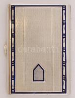 Ezüst(Ag) cigarettatárca, zománcozott díszítéssel, jelzett, 8x6x0,5 cm, br: 76,4 g