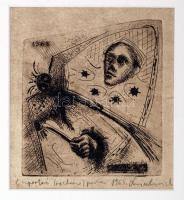 Swierkiewicz Róbert (1942-): Önportré. Rézkarc, papír, jelzett, 13×12 cm