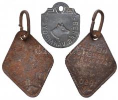 ~1940. "Békés Vármegye Ebvédjegy" 3db fém ebvédjegy T:2-,3