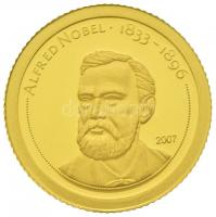 Mongólia 2007. 500T Au Alfred Nobel (0.5g/0.999) T:PP Tanúsítvánnyal Mongolia 2007. 500 Tugrik Au Alfred Nobel (0.5g/0.999) C:PP With certificate