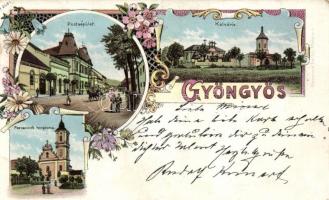 1899 Gyöngyös, floral litho (levágott / cut)