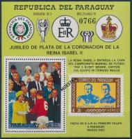 Queen Elisabeth, Football worldc cup block with overprint MUESTRA, Erzsébet királyné, Labdarúgó VB blokk MUESTRA felülnyomással