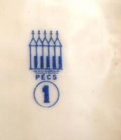 Kalocsai mintás Zsolnay porcelán kistálka, kézzel festett, jelzett, lekopásokkal, 18×9 cm