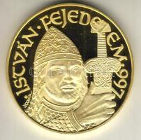 1997. "István fejedelem" Ag 31,1g aranyozva T:PP RR!! Csak 1000db! Díszdobozban, tanúsítvánnyal.