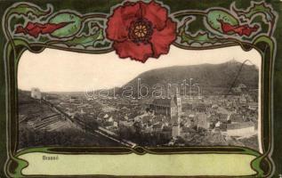 Brassó, Brasov; floral Art Nouveau litho