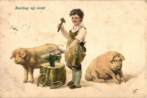 New Year, litho, artist signed (fl)