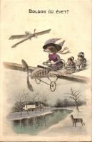 New Year, dogs, plane, H.H.i.W. Nr. 955.