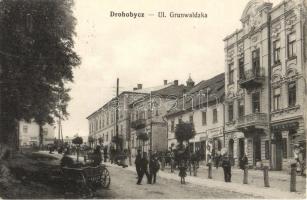 Drohobych, Ul. Grunwaldzka / street, shop of J. Steif and Fryzyer, restaurant (EK)