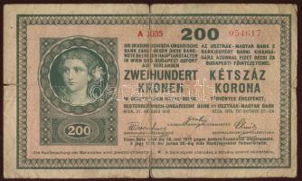 1918. 200K "1000"-es sorozatszám, sima hátlap T:III-IV