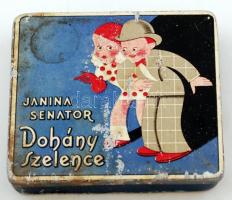 Janina Senator Dohány szelence, fém doboz, 9x8x2cm/  Janina Senator Tobacco metal box, 9x8x2cm