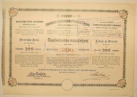 1897. "Budapest-Esztergom-Füzitői H.É.Vasút Rt." elsőbbségi részvénye 200K-ról
