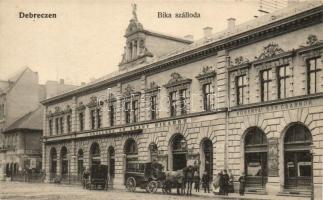 Debrecen, Kőbányai sörcsarnok, Szálloda az Arany Bikához, kiadja Mihály Sámuel (EK)