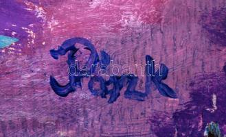 Pászk jelzéssel: Falusi házak. Olaj, farost, 36×45 cm