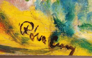 Róna jelzéssel: Álomképek. Olaj, farost, 30×57 cm