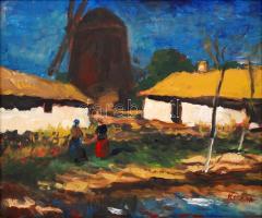 Koszta jelzéssel: Szélmalom. Olaj, vászon, sérült keretben, 44×54 cm