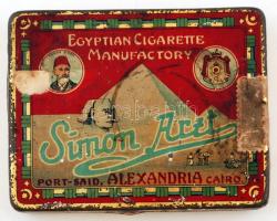 Simon Arzt Egyiptian Cigarette Manufactory fém cigarettás doboz, 7x9x1,5cm/ Simon Arzt Egyiptian Cigarette Manufactory metal cigarette box, 7x9x1,5cm