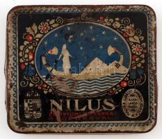 Nilus Egyiptomi szivarka szopókával fém doboz, 9x11x1,5cm/ Egypt Nile cigars metal box, 9x11x1,5cm