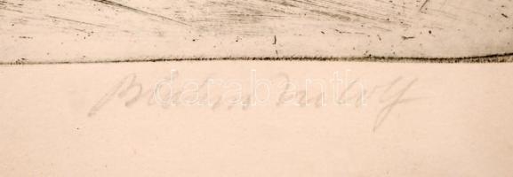 Blahos Rudolf (1917-1986): Szekszárd. Rézkarc, papír, jelzett, üvegezett keretben, 29×38 cm