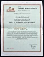 Budapest 1991. "Út-Vasúttervező Vállalat" névre szóló vagyonjegye 1000Ft-ról (2x) sorszámk...