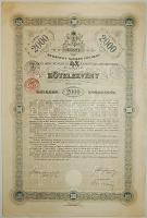 1897. "Budapest Székes Főváros" kötelezvénye 2000K-ról, szelvényekkel