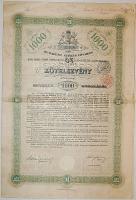 1897. "Budapest Székes Főváros" kötelezvénye 1000K-ról, szelvényekkel