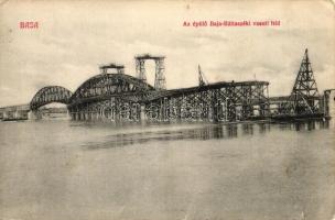 Baja, az épülő Baja-Bátaszék vasúti híd, Wurmfeld Gyula kiadása (EK)