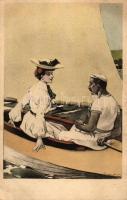 Sailor, lady, Simplicissimus-Karte Serie II. No. 2. s: Reznicek (EK)