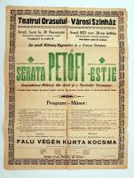 1922 Aradi Városi Színház plakátja, kissé viseltes szélekkel, 62x47cm