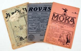 1921-32 Illusztrált vicclapok, Róka 1927, Rovás 1921, Móka 1932, 3db
