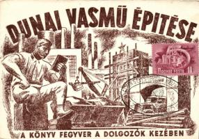 Sztálinváros, Dunai Vasmű Építése. 5 éves terv bélyeg és pecsét / Hungarian Socialist propaganda So. Stpl