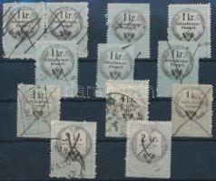 cca 1860 12 db hirdetménybélyeg 1kr és 2kr