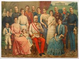 cca 1900 I. Ferenc József császár családja körében, olajnyomat, 35x49 cm