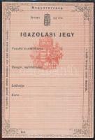 cca 1890 Kitöltetlen igazolási jegy