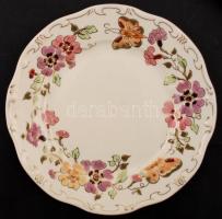 Zsolnay pillangó mintás süteményes készlet, 6 db kistányérral, 1 db süteményes tállal, hibátlan, jel...