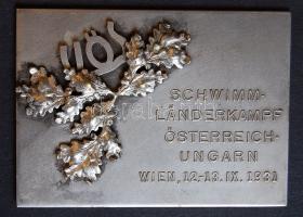 Ausztria/Österreich 1931. "Osztrák- magyar úszóviadal/Öster.-Ungar. Schwimmlaenderkampf szögletes ezüstözött /versilbert Br plakett T:2/vorz.