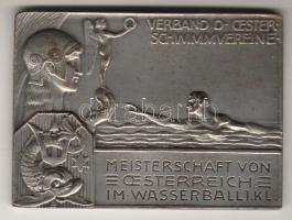 Ausztria/Österreich 1922."Vízilabda/Meisterschaft v.Österreich im Wasserball" szögletes ezüstözött /versilbert Br díjérem T:2/vorz.